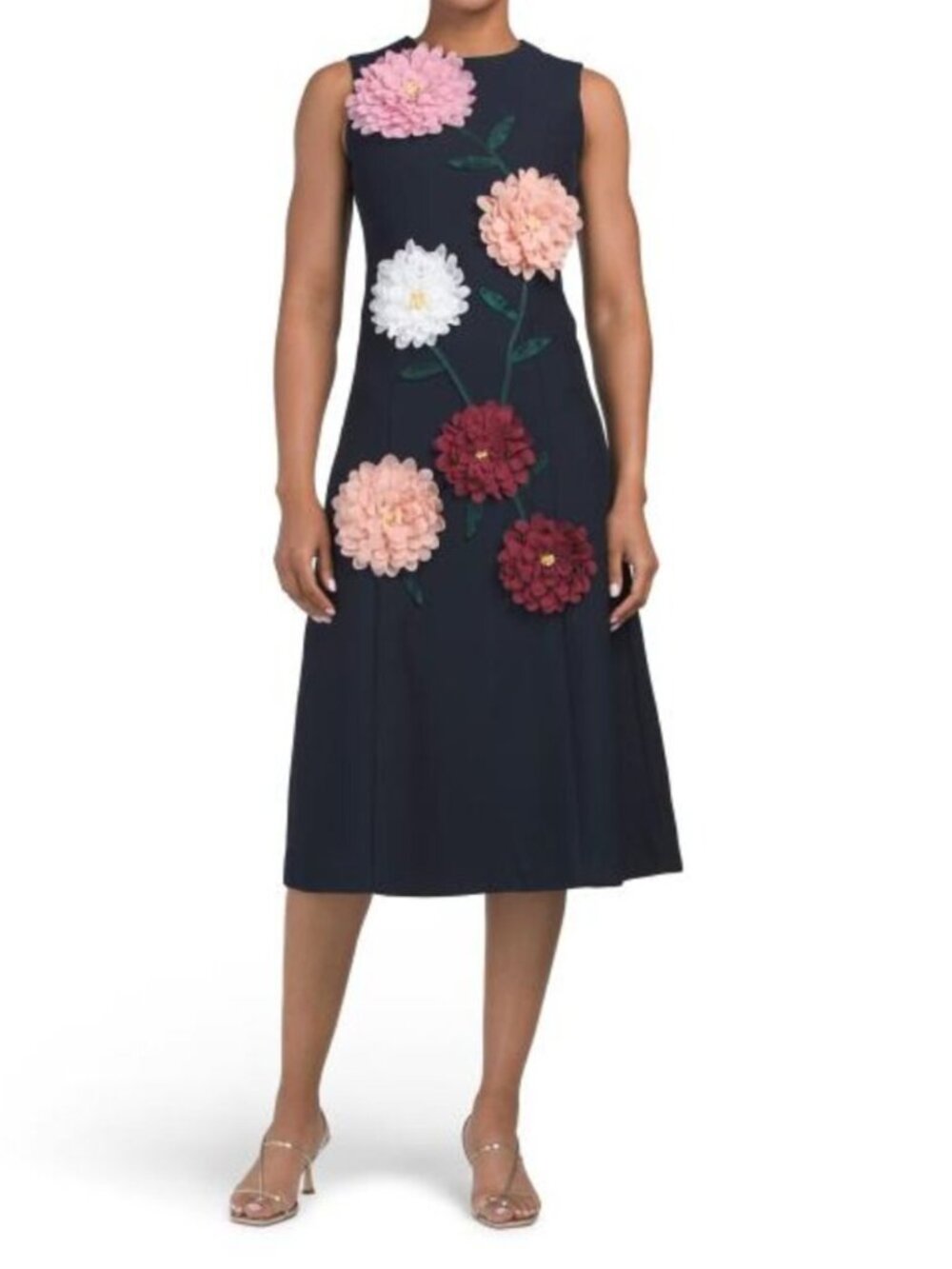 DALIA MACPHEE Sleeveless 3d Floral Midi Dress